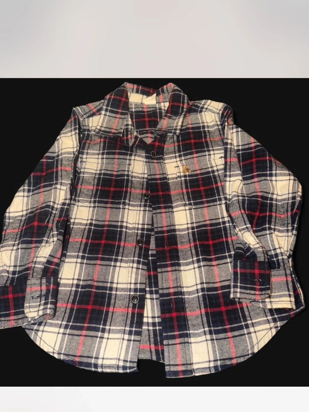 Kids Plaid Button-Up Shirt - Navy, White & Red